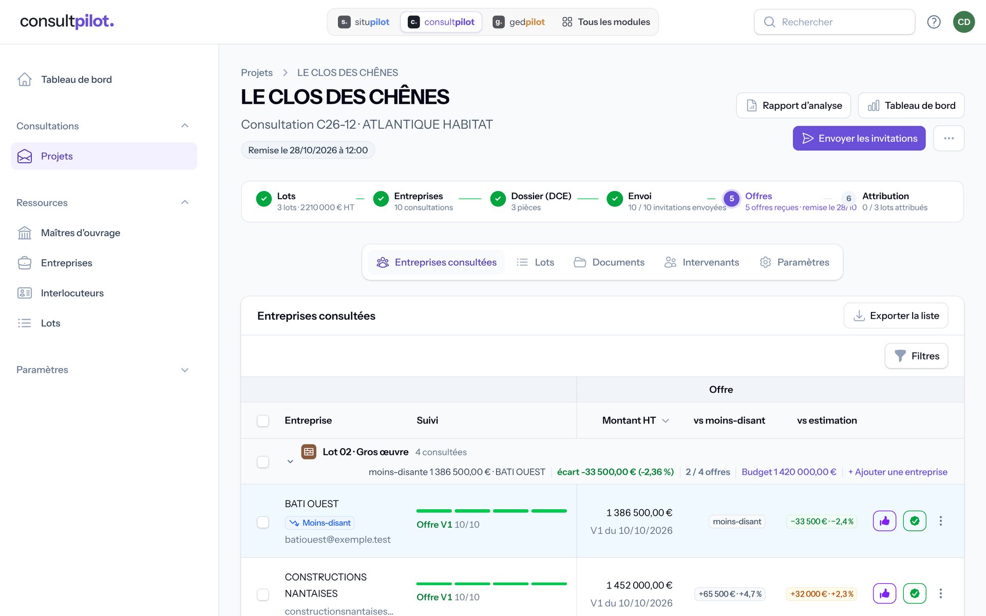Une page de consultpilot